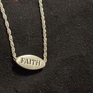 Silver Tone Faith' Pendant Necklace. 22”